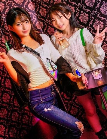 ※限定　【顔出し】クラブでナンパ待ちしてたアイドル級に可愛いOL2人組。お漏らしレベルのハメ潮吹きながらイキまくるSEX大好きハッピーエロビッチと朝まで中出し大乱交！