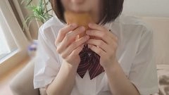 【9/30まで】たいやき屋でバイトしてる地味可愛い色白美巨乳…バイト帰りに裸エプロン2