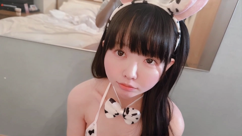 ★特典有★♡超かわいいドスケベ淫語牛コスアイドルの淫乱変態SEX記録♡パイパン色白スレンダー美人元アイドル♡0