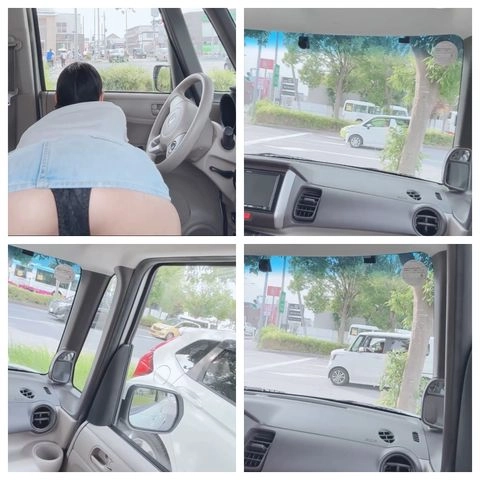 ★人ごみの中での車内全裸オナニー★ショッピングモールの駐車場に車を停めて、たくさんの人や車が行き来している中で車の中で全裸になってディルドオナニー…人多すぎてヤバすぎ…1