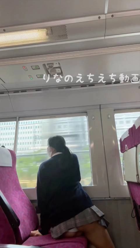 ★制服姿で電車内オナニー！★制服姿で他の乗客がいる中でちっぱいやおまんこ露出して指入れオナニーしました…乗客が横を通った時はもうドキドキ…ホームに人がいる状況で車内で露出もしてます…0