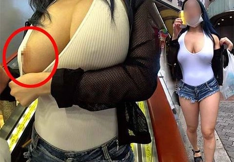 【Kカップ×爆尻】ノーブラ爆乳＆肉厚ヒップ美女が街中で暴れ散らす!!勃起乳首をチラ見せするド変態っぷり!!8